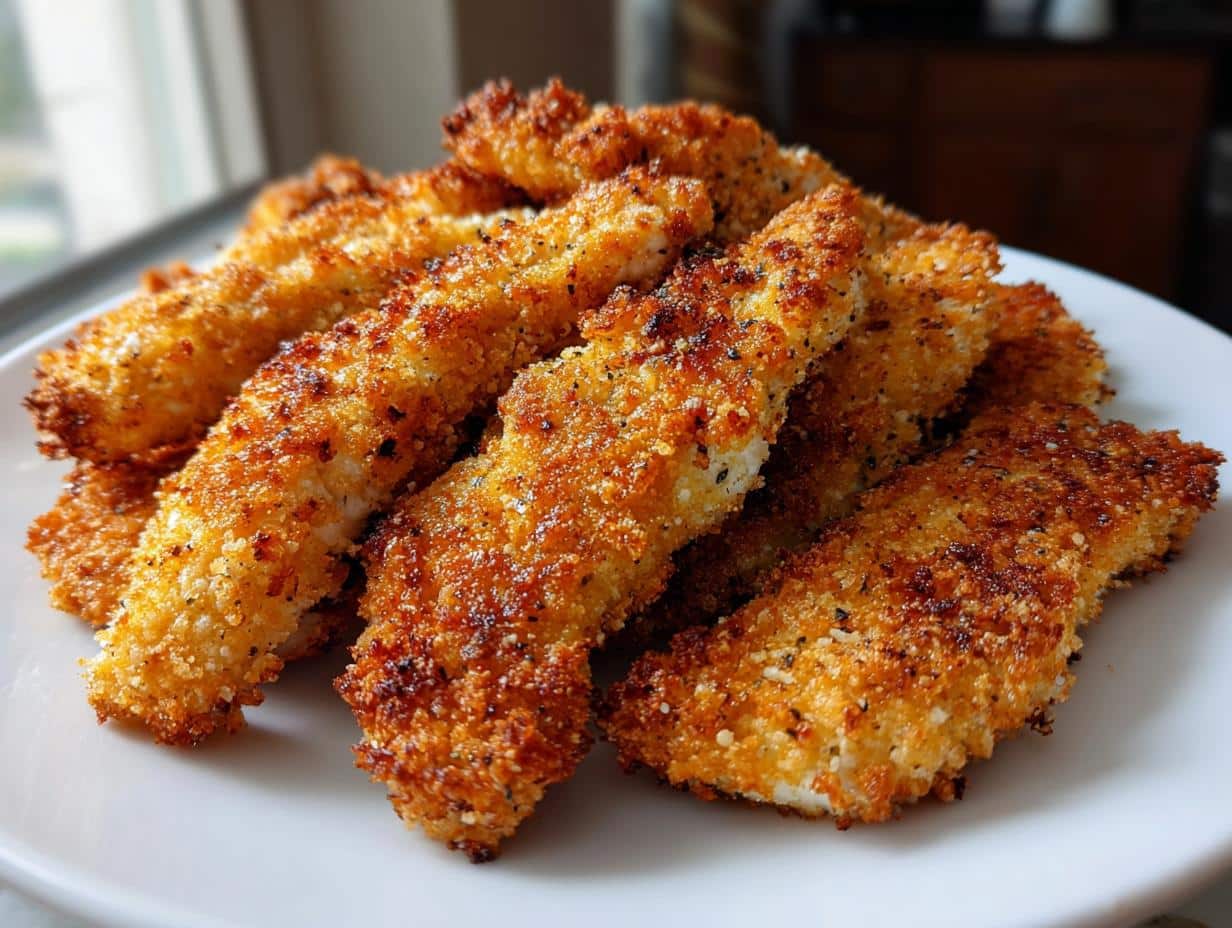 Get Ultra Crispy Baked Cheddar Chicken Fingers at Home